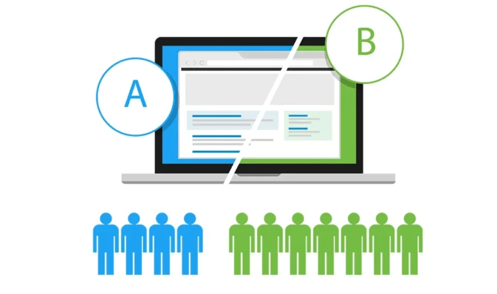 Minh họa tạo phiên bản kiểm soát (A) và thách thức (B) trong A/B Testing.
